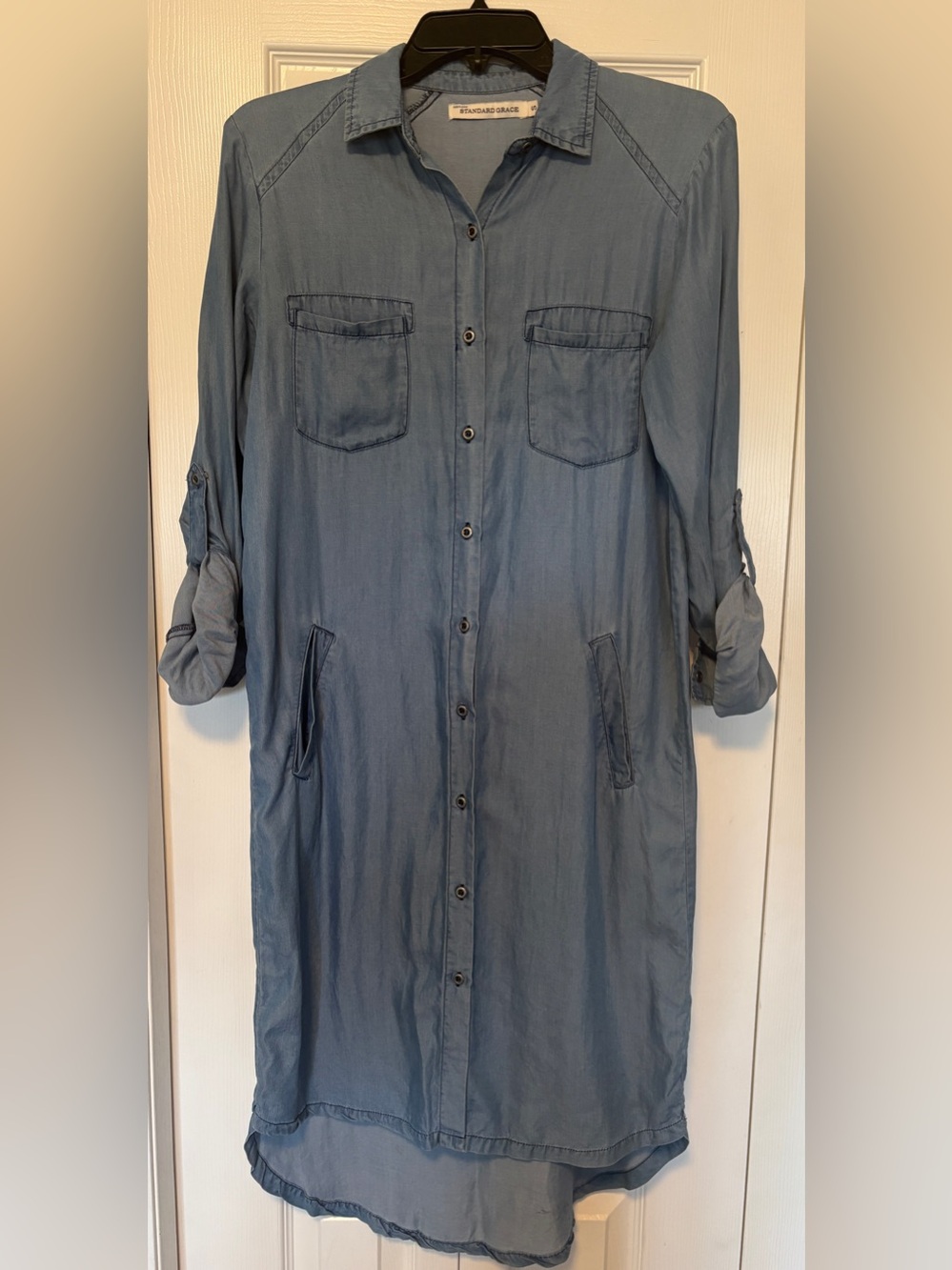 Standard Grace Chambray Denim Jean Midi Shirt Dress Small S
